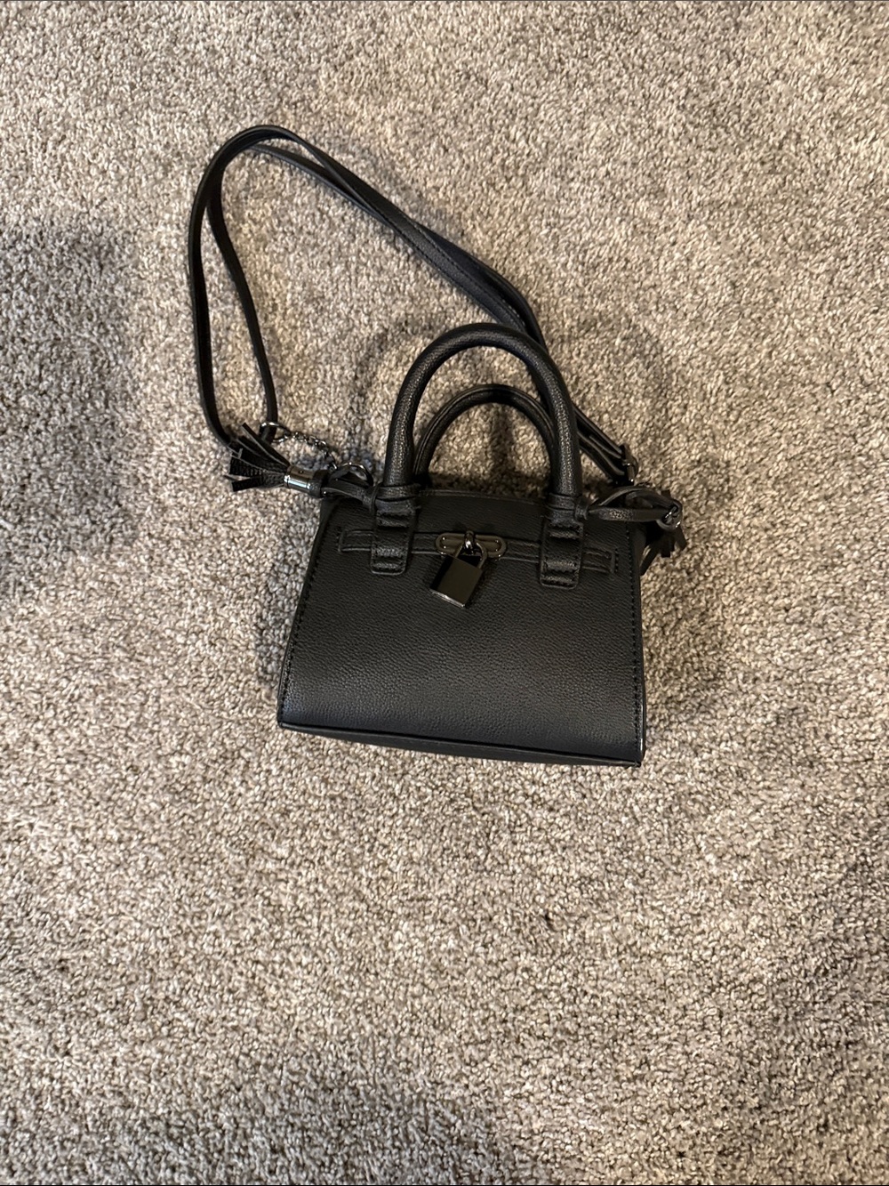 Classic Black Mini Tote with Lock Accent